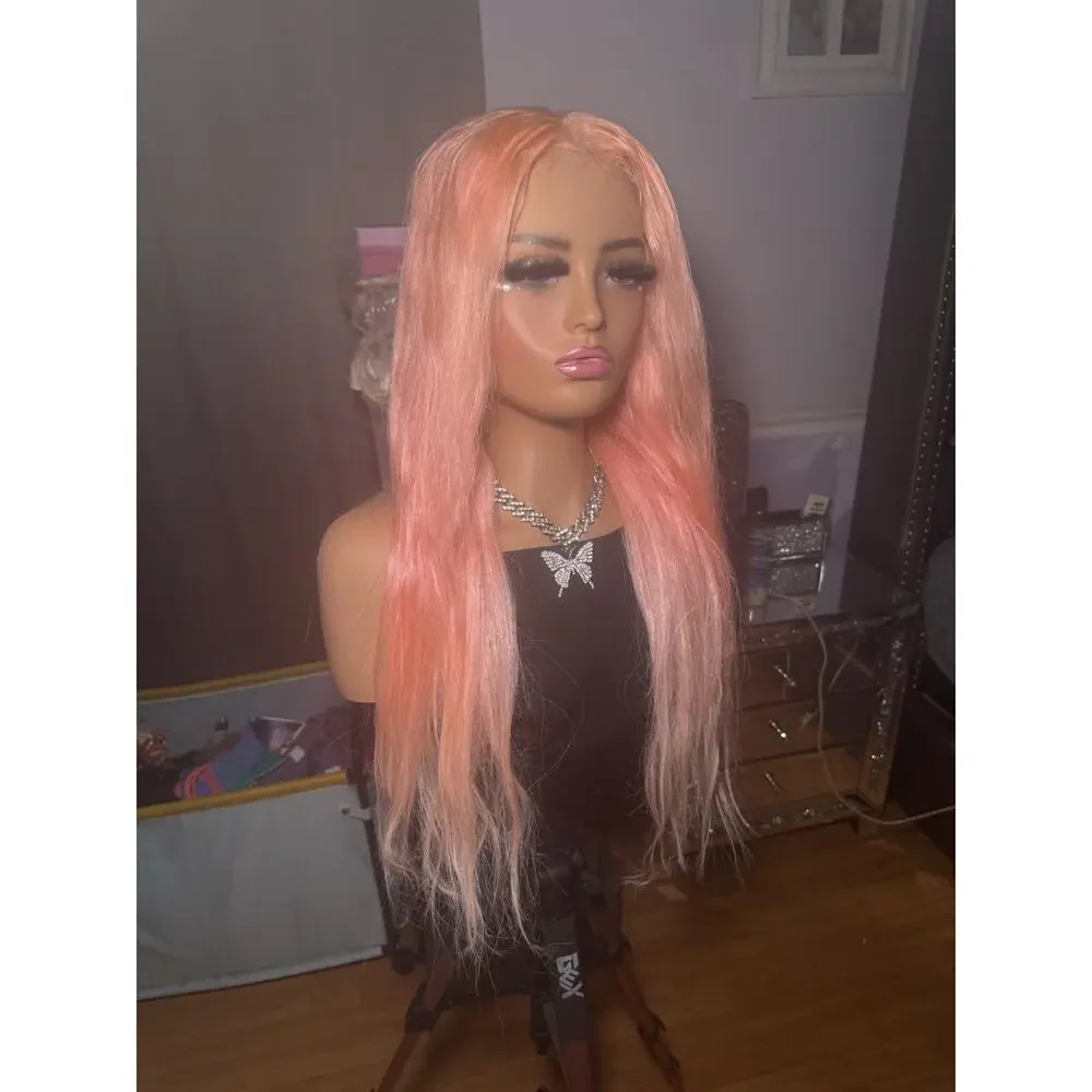 13x6 Lace Front Human Hair Wig Pink